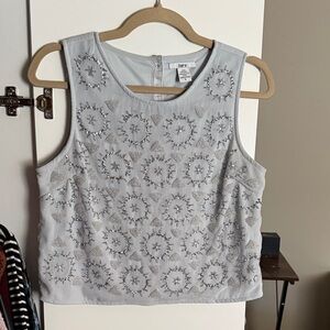 Light blue/gray Beaded Women's Top